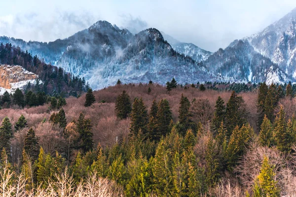 Paesaggio Montagnoso Innevato Con Cielo Blu Pista Sci — Foto Stock