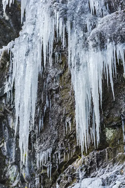 Doğa arka plan üzerinde büyük soğuk buz sarkıtları