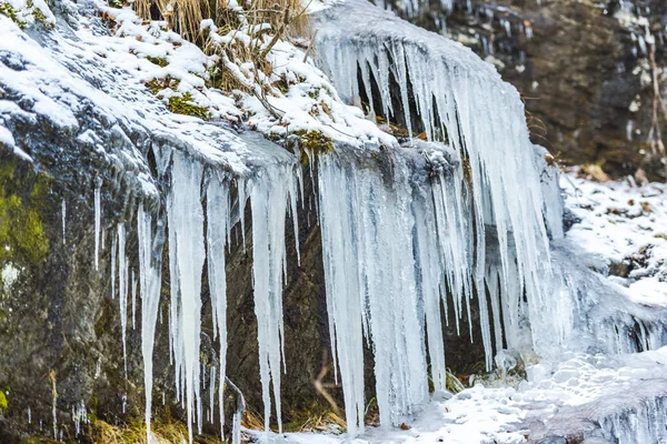 Obrovská Zima Rampouchy Pozadí Přírody — Stock fotografie