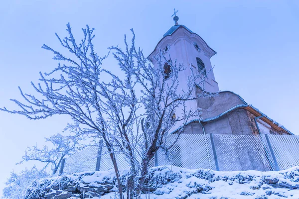 Paysage Dans Les Alpes Montagnes Hiver Avec Église — Photo