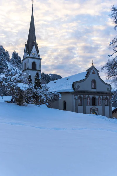 stock image church in the winter forest.