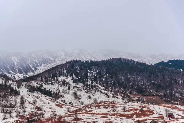 令人惊叹的山景覆盖着蓬松的雪 — 图库照片