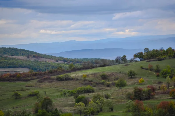 Vue Panoramique Sur Paysage Vallonné Couvert Verdure Luxuriante — Photo