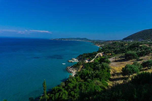 Fascinante Vista Mar Con Laguna Azul Vegetación — Foto de Stock