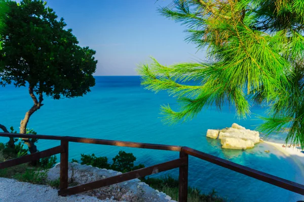 Fascinante Vista Mar Con Laguna Azul Vegetación — Foto de Stock