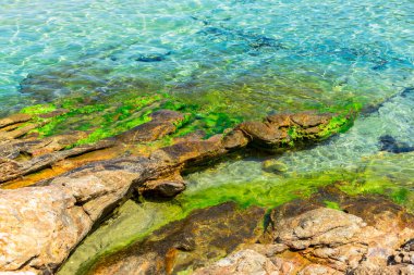 Büyük kayalar büyüleyici doğal deniz manzaralı