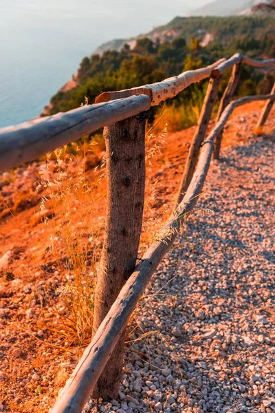 Wooden Fence Evening Sunlight — Stock Photo, Image