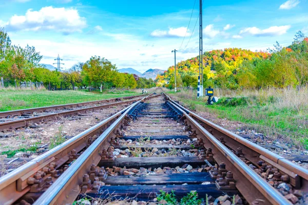 Kırsal Peyzaj Tren Yolu Demiryolu — Stok fotoğraf