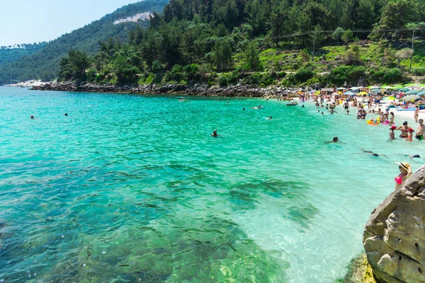 Elevated View People Resting Swimming Sea — Stock Photo, Image