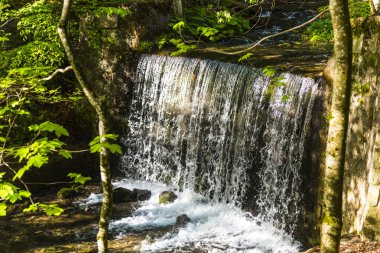 Muhteşem şelaleler kayalık dağ arka plan ile görmek