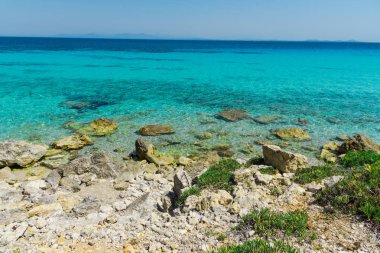 Mavi lagün ve yeşilliklerle büyüleyici doğa manzaralı