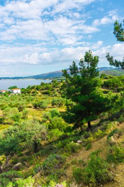 Bulutlu gökyüzü arka plan şaşırtıcı doğa manzaralı