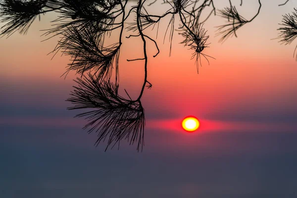 Pôr Sol Incrível Colorido Fundo Bastante Mar — Fotografia de Stock