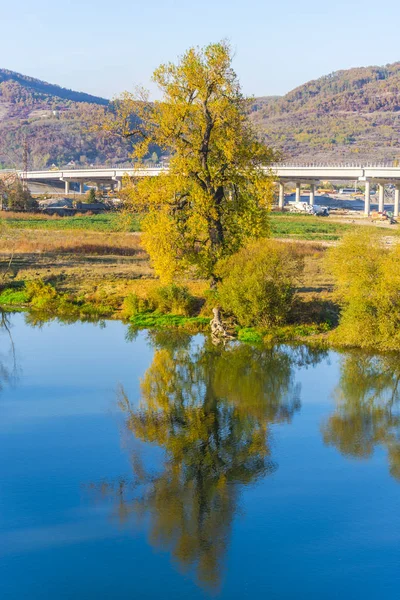 Increíble Vista Naturaleza Con Hermoso Lago Prado Del Bosque — Foto de Stock