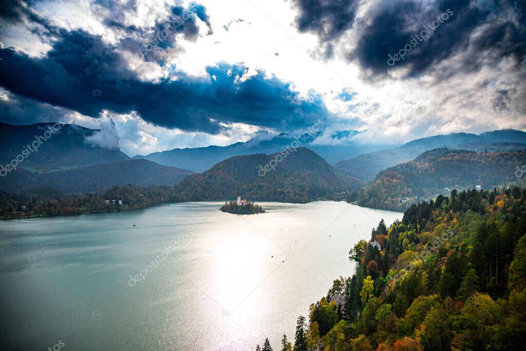 view of the mountains and lake