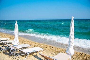 Yunanistan 'da yaz mevsiminde deniz manzarası