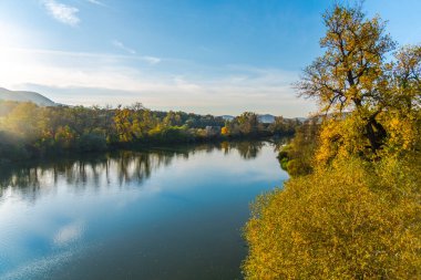 sonbahar manzarası göl kenarında