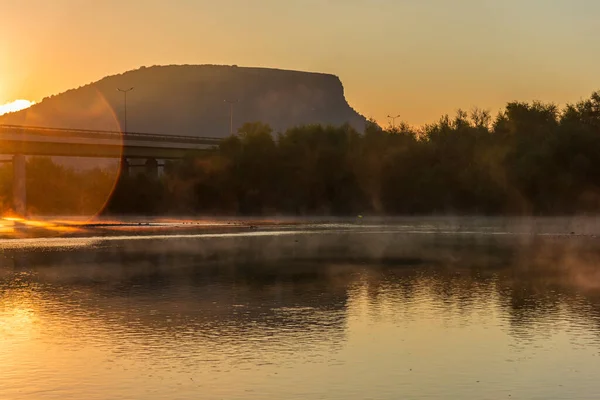 Puesta Sol Delta Del Danubio Rumania — Foto de Stock