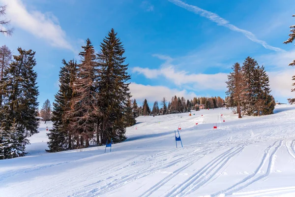 Sluttningar Vintern Dolomitbergen Italien — Stockfoto