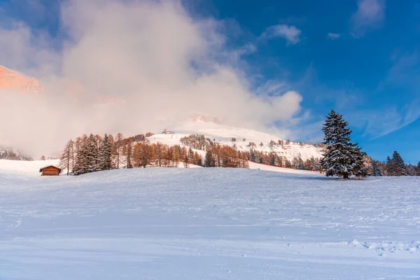 Pistes Hiver Dans Les Montagnes Des Dolomites Italie — Photo