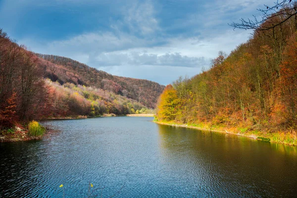 호수가 가을대지 — 스톡 사진