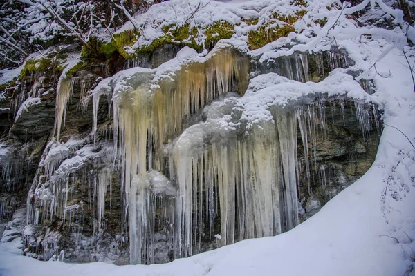 Заморожений Водоспад Всередині Лісу — стокове фото