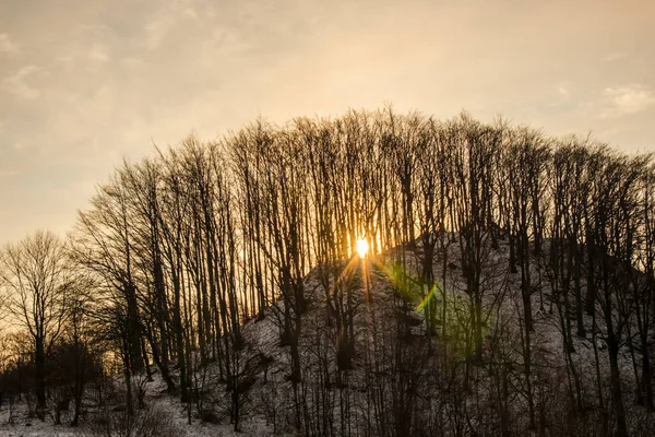 Утренняя Зима Горах — стоковое фото