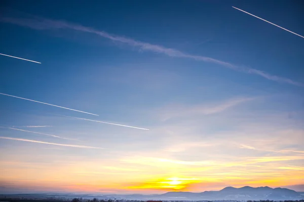 Erstaunliche Bunte Sonnenuntergang Szenische Natur Blick — Stockfoto