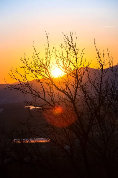 Úžasný Barevný Západ Slunce Scénické Přírody Pohled — Stock fotografie