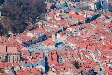 Romanya 'nın tepeden Brasov hava manzarası