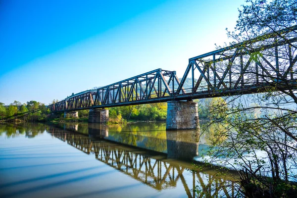 Puente Ferroviario Acero Río — Foto de Stock