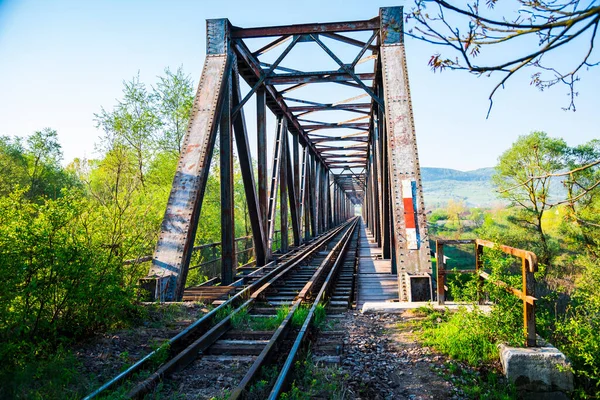 Steel Railroad Bridge River — Stock Photo, Image