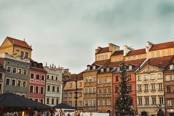 Christmas Decoration Warsaw Old Town Market Square Detail Old Colorful — Stock Photo, Image