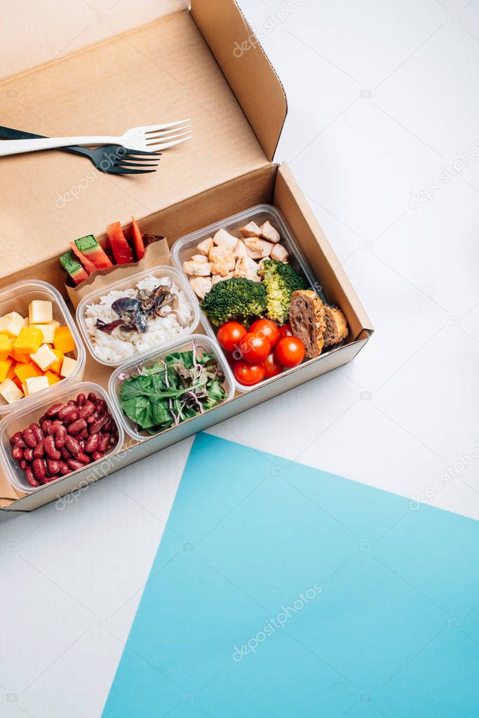 Healthy food in lunch box, minimal concept food work . Balanced 