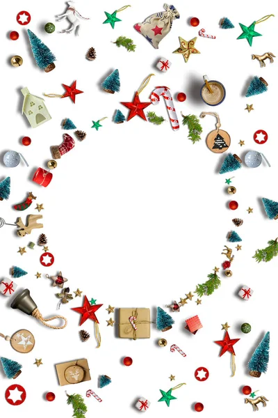 Marco de Navidad fondo de vacaciones con decoraciones y adornos — Foto de Stock