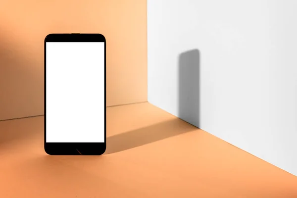 Mockup Smartphone Moderno Minimalista Para Apresentação Perspectiva Frente Ângulo Canto — Fotografia de Stock