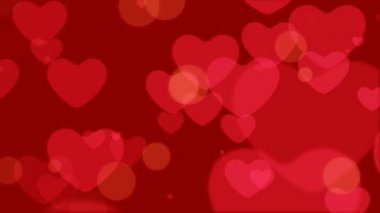 Kalp Bokeh, yüzen ve parlayan kalp Bokeh Sevgililer günü romantik arka plan döngü.