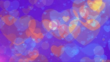 Kalp Bokeh, yüzen ve parlayan kalp Bokeh Sevgililer günü romantik arka plan döngü.
