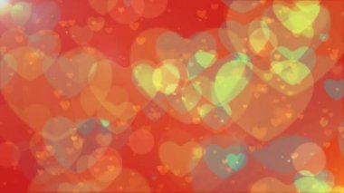 Kalp Bokeh, yüzen ve parlayan kalp Bokeh Sevgililer günü romantik arka plan döngü.
