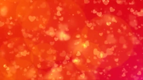 循环的心 Bokeh 浮动和发光的心脏 Bokeh 情人节浪漫的背景 空气中的爱 — 图库视频影像