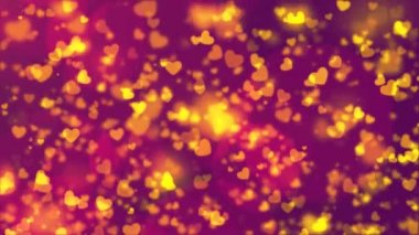Kalp Bokeh, yüzen ve parlayan kalp Bokeh Sevgililer günü romantik arka plan döngü. Havada aşk.