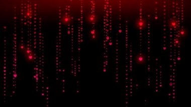 Parçacık çizgileri parlayan Glitter parçacıklar, yağmur, ışıltılı kalp düşen hareket Background.Animated Video zemin döngü çok renkli, dijital kalp yağmur.