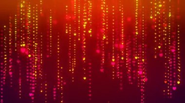 Parçacık çizgileri parlayan Glitter parçacıklar, yağmur, ışıltılı kalp düşen hareket Background.Animated Video zemin döngü çok renkli, dijital kalp yağmur.