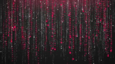 Parçacık çizgileri parlayan Glitter parçacıklar, yağmur, ışıltılı kalp düşen hareket Background.Animated Video zemin döngü çok renkli, dijital kalp yağmur.