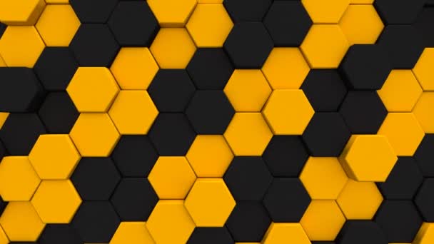 Seamless Minimalist Geometric Black Yellow Honeycomb Abstract Background Yellow Black — Stock Video