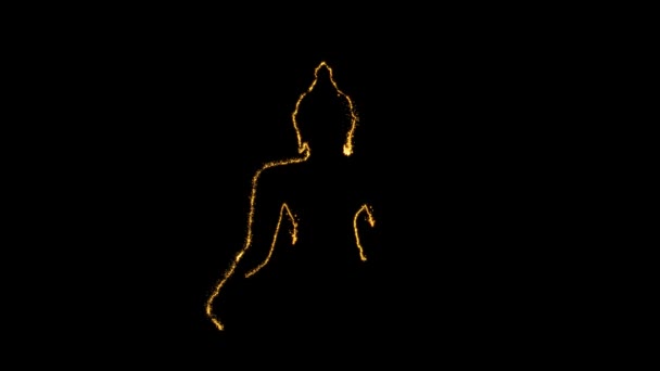 Particules d'or scintillantes créant Bouddha méditant. Beau Bouddha avec fond de poussière doré brillant.