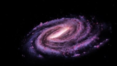 Uzayda süzülen galaksi, Samanyolu galaksisi gökyüzünde dönen yıldızlar. Soyut Mor ve Mavi evren uzay efekti 