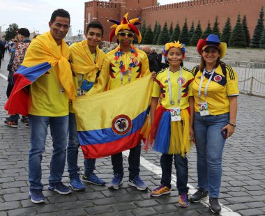 Dünya Şampiyonası futbol - 2018 üzerinde. Fan Kızıl Meydan üzerinde bölge. Şampiyonluk Scoring.Moscow, Rusya Federasyonu-Temmuz 3, 2018 sembolüdür: Kızıl Meydan Moskova'daki taraftarlara futbol. Futbol Dünya Kupası, Dünya Kupası 2018