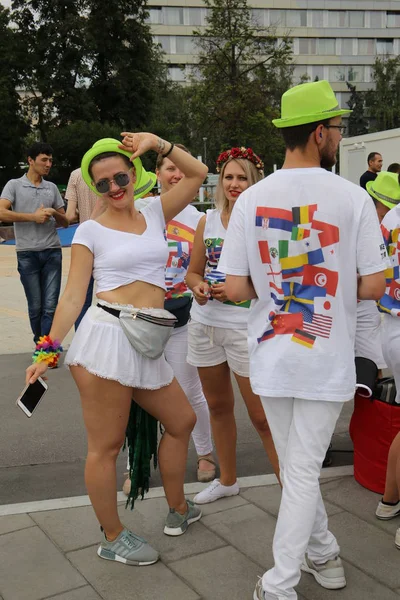 Jubilation Foreign Fans Closing World Cup Luzhniki July Moscow Russia — Fotografia de Stock