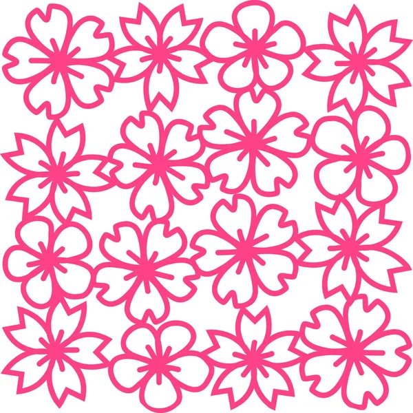 Różowy Sakura Wiśni Kwiat Kwiaty Białym Tle Doskonała Konstrukcja Wzór — Wektor stockowy